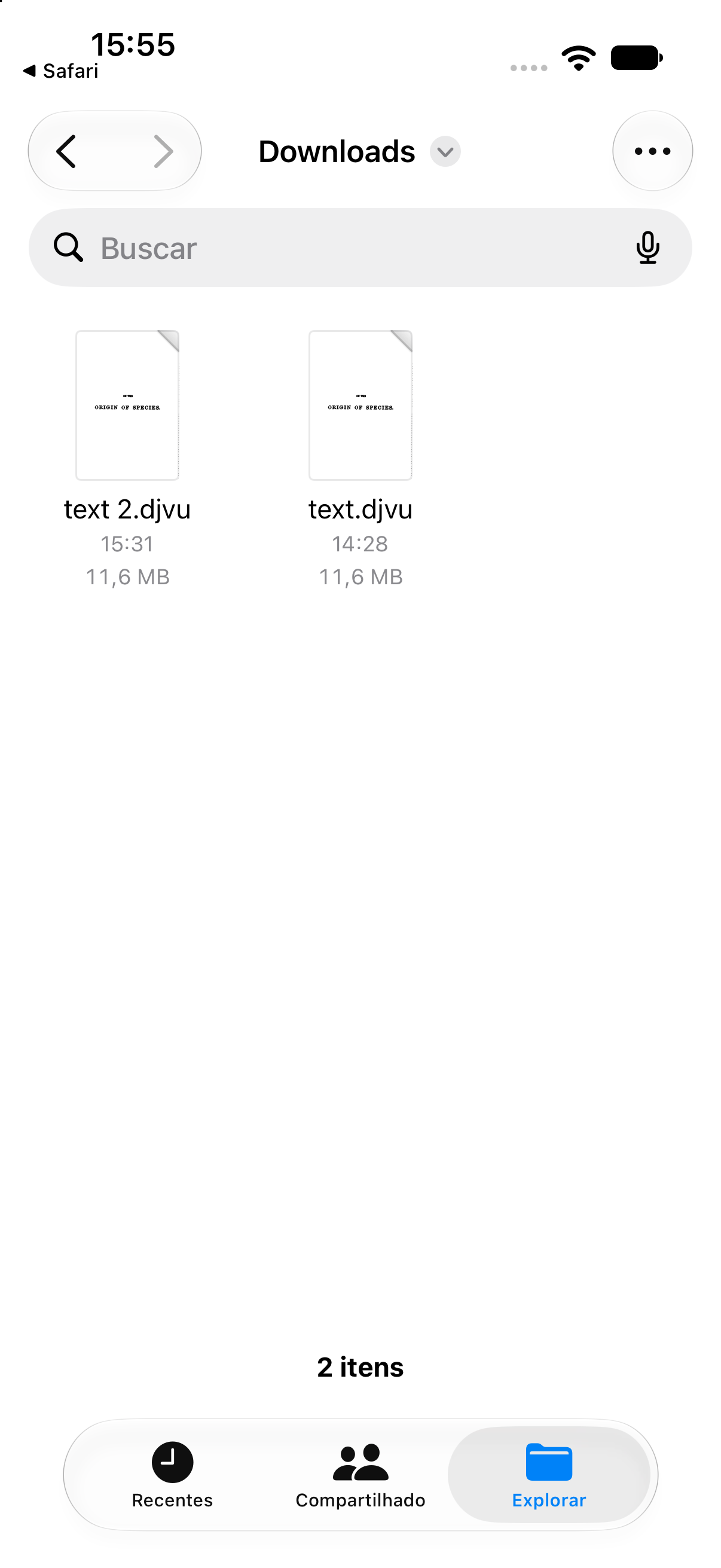 O mesmo arquivo na pasta de downloads de Arquivos.