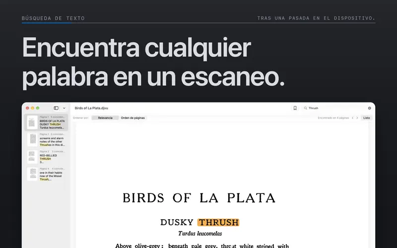 Búsqueda con coincidencias resaltadas en la página.