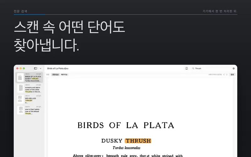 페이지에 일치 항목이 강조된 문서 검색.