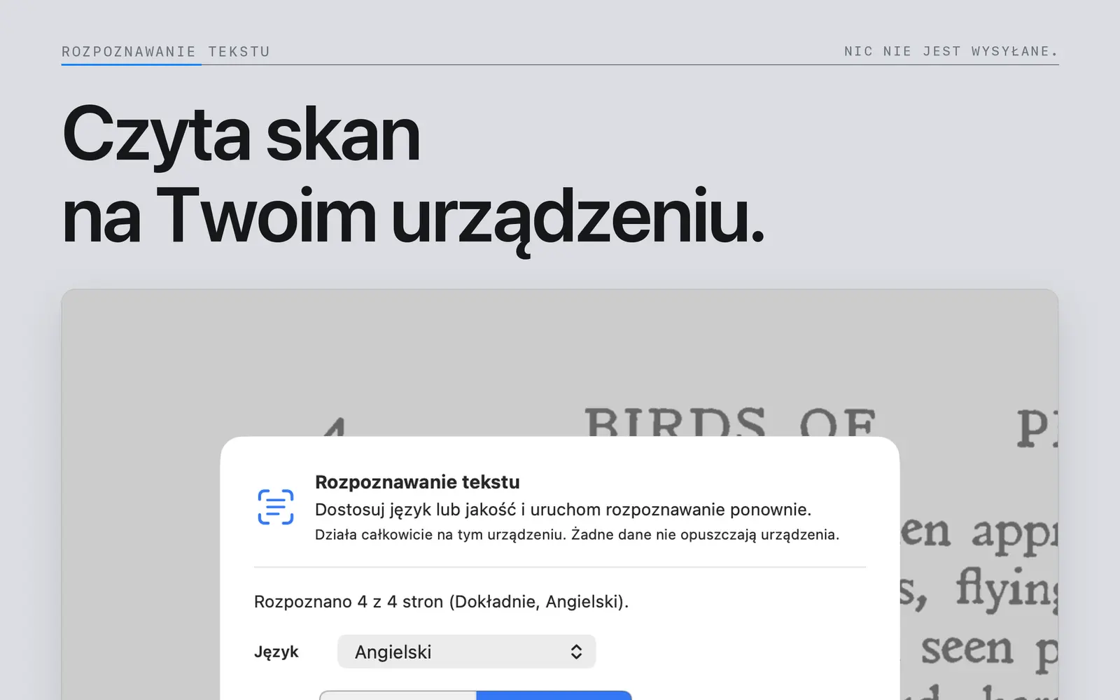 Ustawienia języka i jakości rozpoznawania tekstu na urządzeniu w Niraqua DjVu na Macu.