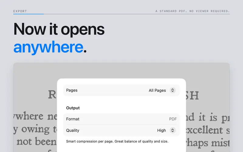 PDF export options for a DjVu document.
