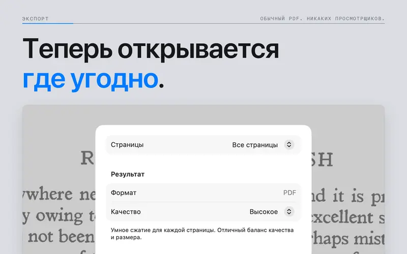 Параметры экспорта документа DjVu в PDF.